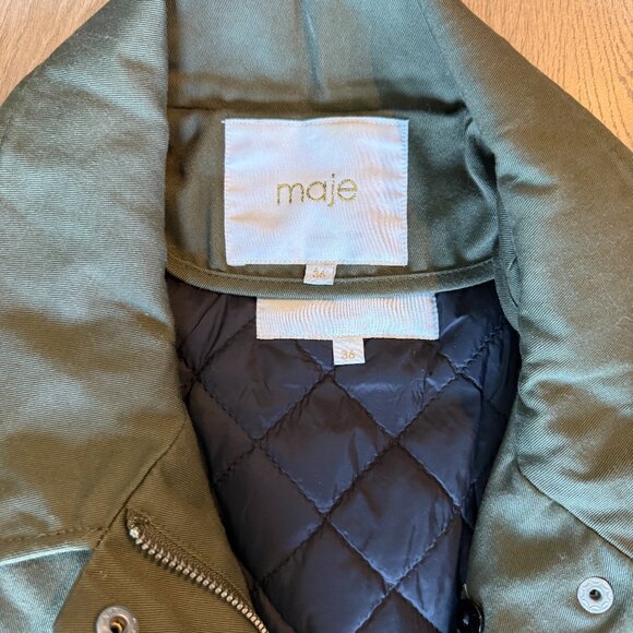 MAJE Military Style Khaki Green Jacket - Size S - Picture 2 of 10
